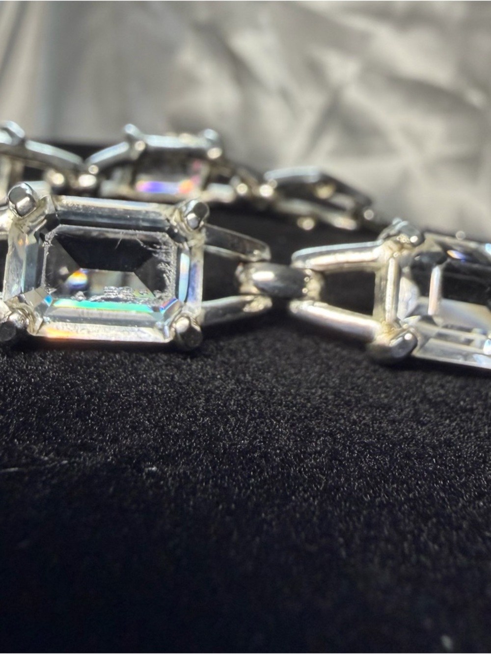 Swarovski Silver-Tone Clear Emerald-Cut Crystal Link Bracelet - Picture 5 of 10